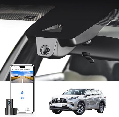 كاميرا أمامية 4K وخلفية 1080 بكسل مناسبة خصيصًا لسيارة Toyota Highlander & Hybrid Gen4 UX70 2020 2021 2022 2023 2024 (الطراز A)، XLE XSE Limited Platinum، مظهر OEM متكامل، تطبيق وواي فاي، بطاقة 128 جيجابايت in Saudi Arabia