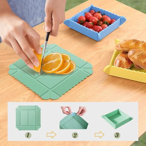 صندوق إخراج قابل للطي مع مغناطيس، حاويات طعام من السيليكون، حاويات طعام قابلة لإعادة الاستخدام للحفلات والتخييم والمشي لمسافات طويلة (عبوة واحدة) in Kuwait