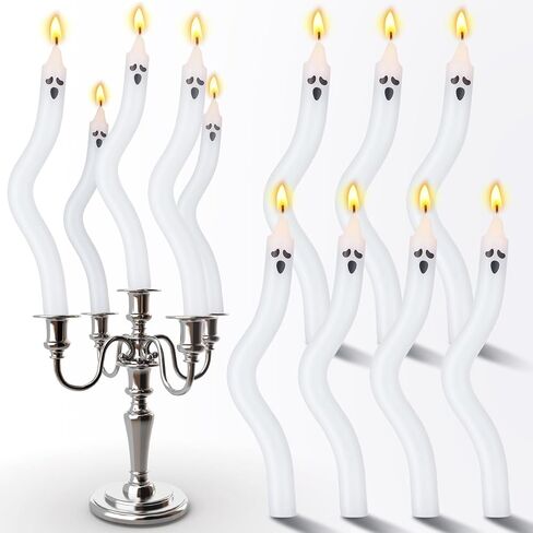 MTLEE 12 Pcs White and Black Striped Candles Halloween Sandworm Party Candles Decoration Realistic unscented Candles for Halloween Party Decoration in Saudi Arabia