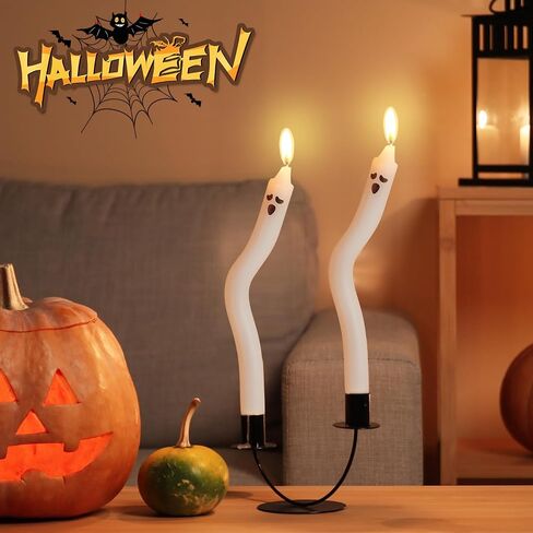 MTLEE 12 Pcs White and Black Striped Candles Halloween Sandworm Party Candles Decoration Realistic unscented Candles for Halloween Party Decoration in Saudi Arabia