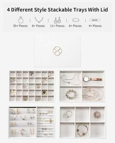 Vlando NEW Miller Jewelry Trays Stackable Showcase Display Drawer Organizer Storage- Multi-Purpose,Multiple Combinations, Large Capacity Multi-Layer Design and Fashion(Off White) in Saudi Arabia
