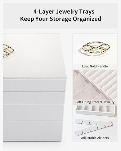 Vlando NEW Miller Jewelry Trays Stackable Showcase Display Drawer Organizer Storage- Multi-Purpose,Multiple Combinations, Large Capacity Multi-Layer Design and Fashion(Off White) in Saudi Arabia