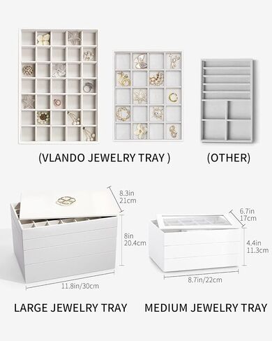 Vlando NEW Miller Jewelry Trays Stackable Showcase Display Drawer Organizer Storage- Multi-Purpose,Multiple Combinations, Large Capacity Multi-Layer Design and Fashion(Off White) in Saudi Arabia
