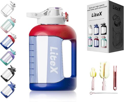 Litex 51oz Motivational Water Bottle, Large Water Bottle, Water Bottle with Time Stamp, Gym Water Bottle, Big Water Bottle with Straw，Reusable Tritan Water Bottle with Straw (Gradient Red) in Saudi Arabia