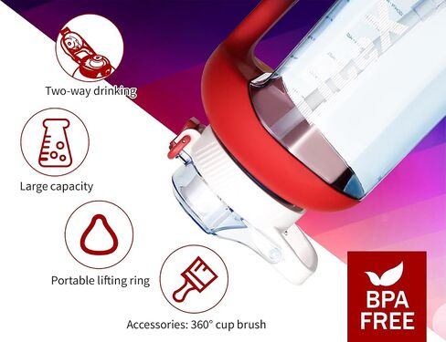 Litex 51oz Motivational Water Bottle, Large Water Bottle, Water Bottle with Time Stamp, Gym Water Bottle, Big Water Bottle with Straw，Reusable Tritan Water Bottle with Straw (Gradient Red) in Saudi Arabia