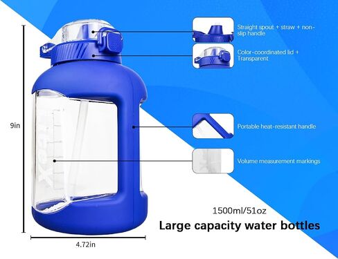 Litex 51oz Motivational Water Bottle, Large Water Bottle, Water Bottle with Time Stamp, Gym Water Bottle, Big Water Bottle with Straw，Reusable Tritan Water Bottle with Straw (Gradient Red) in Saudi Arabia