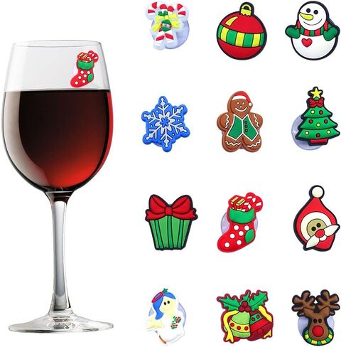 Hying Christmas Wine Glass Charms Markers Christmas Santa Drink Markers Xmas Wine Glass Markers Christmas Wine Decorations in Saudi Arabia