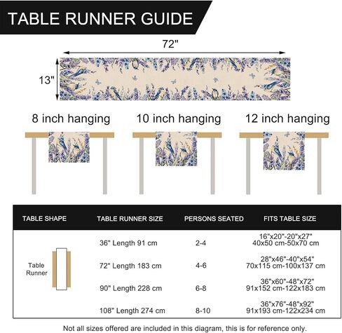 Seliem Spring Summer Floral Flower Table Runner, Lavender Bluebird Butterfly Kitchen Dining Table Decor, Seasonal Home Decoration Indoor Outdoor Party Supply 13 x 72 Inch in Saudi Arabia
