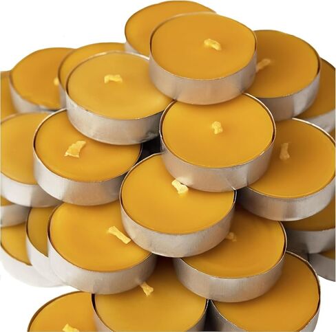 100% Pure Beeswax Tealight Candle Set of 48-3 Hours Lasting Smokeless Tealight Candles - Cotton Wick - Unscented Tea Light Candles - Candle Lover Gift in Saudi Arabia