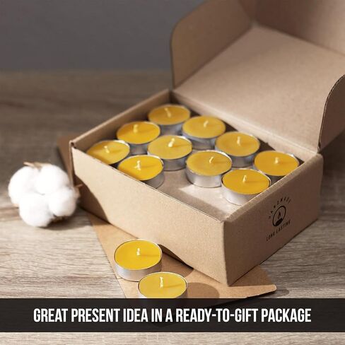 100% Pure Beeswax Tealight Candle Set of 48-3 Hours Lasting Smokeless Tealight Candles - Cotton Wick - Unscented Tea Light Candles - Candle Lover Gift in Saudi Arabia