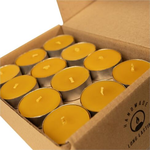 100% Pure Beeswax Tealight Candle Set of 48-3 Hours Lasting Smokeless Tealight Candles - Cotton Wick - Unscented Tea Light Candles - Candle Lover Gift in Saudi Arabia