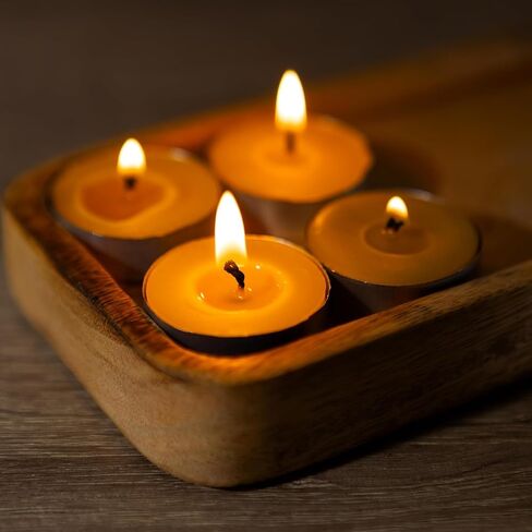 100% Pure Beeswax Tealight Candle Set of 48-3 Hours Lasting Smokeless Tealight Candles - Cotton Wick - Unscented Tea Light Candles - Candle Lover Gift in Saudi Arabia