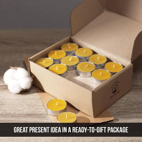 100% Pure Beeswax Tealight Candle Set of 48-3 Hours Lasting Smokeless Tealight Candles - Cotton Wick - Unscented Tea Light Candles - Candle Lover Gift in Saudi Arabia