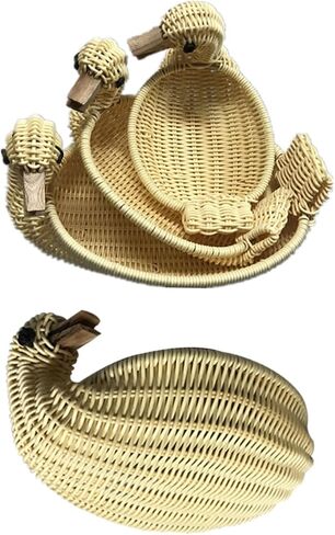 Amosfun Box Storage Bins Baskets Home Decor Round Wicker Basket Wicker Food Trays Rattan Duck Round Wicker Tray Woven Basket Storage Rattan Dish Imitation Rattan Bamboo in Saudi Arabia