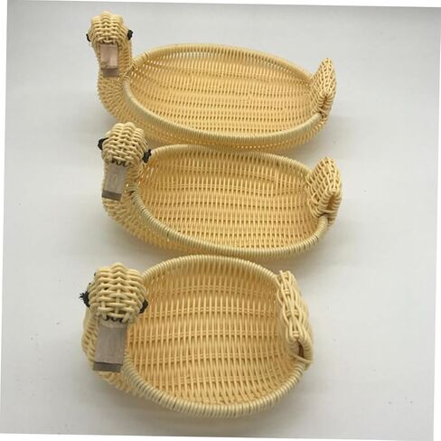 Amosfun Box Storage Bins Baskets Home Decor Round Wicker Basket Wicker Food Trays Rattan Duck Round Wicker Tray Woven Basket Storage Rattan Dish Imitation Rattan Bamboo in Saudi Arabia