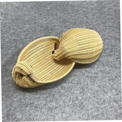 Amosfun Box Storage Bins Baskets Home Decor Round Wicker Basket Wicker Food Trays Rattan Duck Round Wicker Tray Woven Basket Storage Rattan Dish Imitation Rattan Bamboo in Saudi Arabia