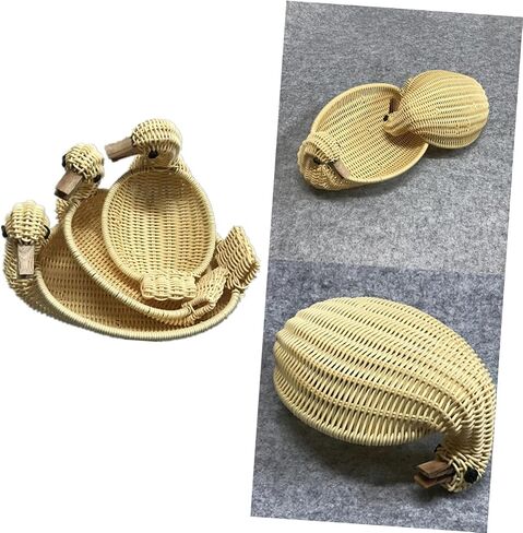 Amosfun Box Storage Bins Baskets Home Decor Round Wicker Basket Wicker Food Trays Rattan Duck Round Wicker Tray Woven Basket Storage Rattan Dish Imitation Rattan Bamboo in Saudi Arabia