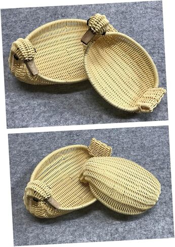 Amosfun Box Storage Bins Baskets Home Decor Round Wicker Basket Wicker Food Trays Rattan Duck Round Wicker Tray Woven Basket Storage Rattan Dish Imitation Rattan Bamboo in Saudi Arabia