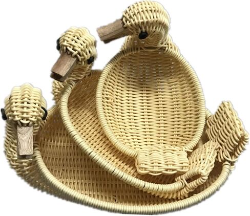 Amosfun Box Storage Bins Baskets Home Decor Round Wicker Basket Wicker Food Trays Rattan Duck Round Wicker Tray Woven Basket Storage Rattan Dish Imitation Rattan Bamboo in Saudi Arabia