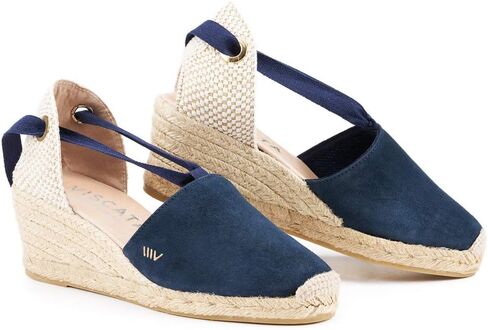 VISCATA Fosca Suede Wedge Handmade 2 ½" Heel Women's Sandals with Extra Cushioned Inner Sole, Soft Ankle Ties, and 100% Natural Jute Midsole for Comfort and Style in Kuwait