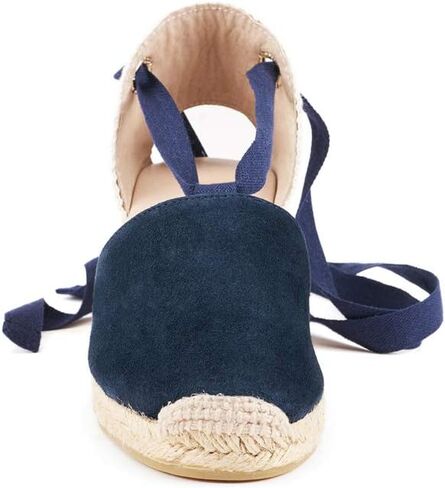 VISCATA Fosca Suede Wedge Handmade 2 ½" Heel Women's Sandals with Extra Cushioned Inner Sole, Soft Ankle Ties, and 100% Natural Jute Midsole for Comfort and Style in Kuwait