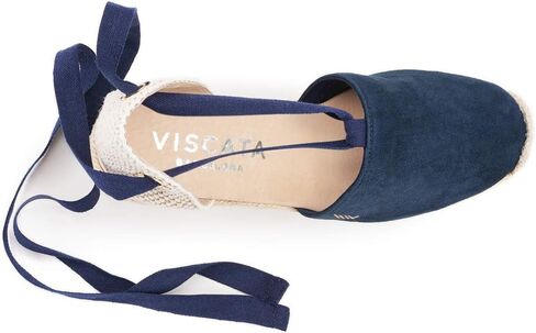 VISCATA Fosca Suede Wedge Handmade 2 ½" Heel Women's Sandals with Extra Cushioned Inner Sole, Soft Ankle Ties, and 100% Natural Jute Midsole for Comfort and Style in Kuwait