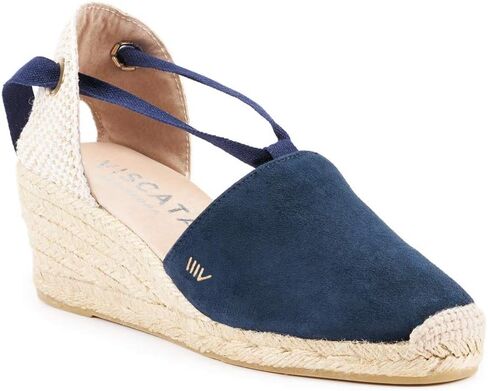VISCATA Fosca Suede Wedge Handmade 2 ½" Heel Women's Sandals with Extra Cushioned Inner Sole, Soft Ankle Ties, and 100% Natural Jute Midsole for Comfort and Style in Kuwait