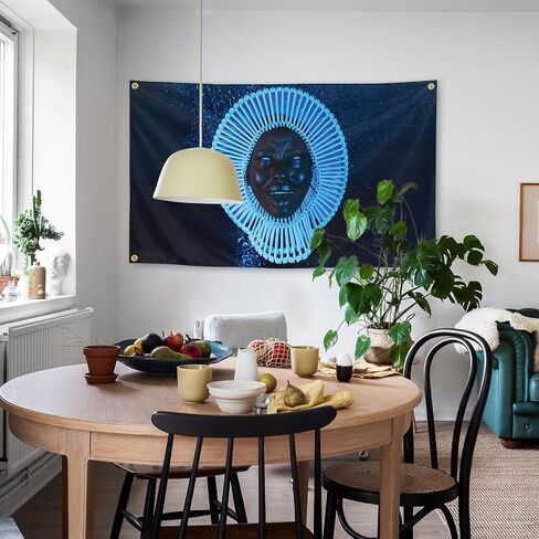 Generic American Rapper Childish Awaken My Love Music Album Gambino Cover 3 × 5Ft For Room College Dormitory Bedroom Wall Tapestry Decoration Interior And Fun Parties, blue in Saudi Arabia