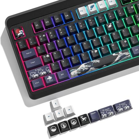 أغطية مفاتيح Womier PBT، أغطية مفاتيح كلاسيكية 75 بالمائة، مجموعة أغطية مفاتيح لوحة المفاتيح المخصصة صبغ التسامي، أغطية مفاتيح ذات شكل الكرز لمعظم 65% 75% 100% لوحة مفاتيح ميكانيكية Gateron Cherry MX Switches، بني in Kuwait