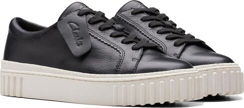 Clarks Women's Mayhill Walk Sneakers, Black Leather, 9.5 M US in Saudi Arabia