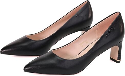 أحذية نسائية بكعب | إصبع مغلق| منتصف الكعب | كعب مدبب عند الأصابع | مكتب الأعمال الكعب | حذاء جلدي مريح للنساء in Kuwait