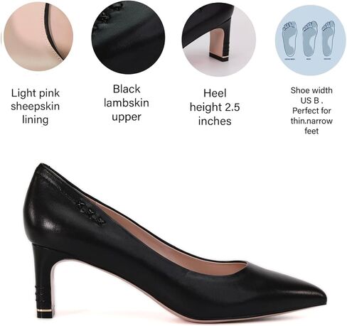 أحذية نسائية بكعب | إصبع مغلق| منتصف الكعب | كعب مدبب عند الأصابع | مكتب الأعمال الكعب | حذاء جلدي مريح للنساء in Kuwait