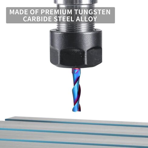 Upcut Spiral Router Bit 1/4 inch Shank, 1/4 inch Cutting Diameter, Extra Long 4 inch Solid Carbide with Nano Blue Coating CNC Router Bits End Mill for Wood Cut, Carving in Saudi Arabia