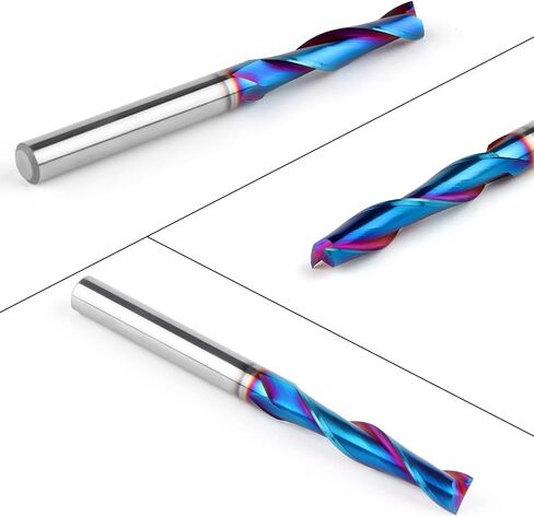 Upcut Spiral Router Bit 1/4 inch Shank, 1/4 inch Cutting Diameter, Extra Long 4 inch Solid Carbide with Nano Blue Coating CNC Router Bits End Mill for Wood Cut, Carving in Saudi Arabia