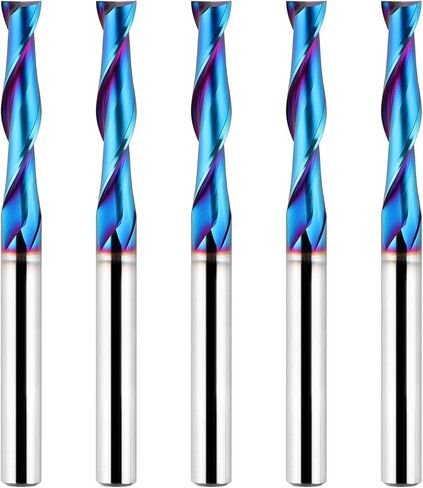 Upcut Spiral Router Bit 1/4 inch Shank, 1/4 inch Cutting Diameter, Extra Long 4 inch Solid Carbide with Nano Blue Coating CNC Router Bits End Mill for Wood Cut, Carving in Saudi Arabia