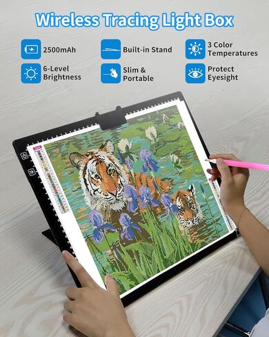 VECOHOTEL A4 Tracing Light Box Draw LED Lightbox، لوحة ضوء فنية ماسية رفيعة للغاية، لوحة إضاءة LED قابلة للتعديل بدون خطوات للرسم الماسي والفنانين والرسم والرسم وإزالة الأعشاب الضارة من الفينيل in Saudi Arabia
