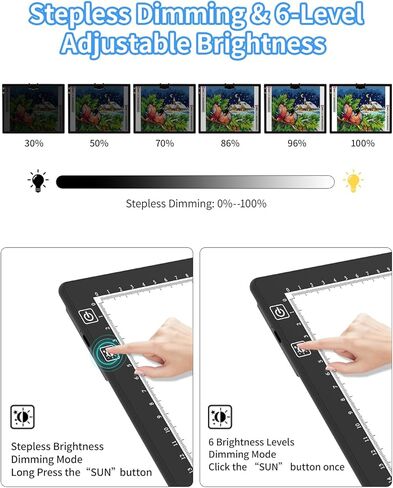 VECOHOTEL A4 Tracing Light Box Draw LED Lightbox، لوحة ضوء فنية ماسية رفيعة للغاية، لوحة إضاءة LED قابلة للتعديل بدون خطوات للرسم الماسي والفنانين والرسم والرسم وإزالة الأعشاب الضارة من الفينيل in Saudi Arabia