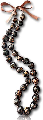 Mens and Womens Mixed Black and Brown Kukui Nut Tropical Necklace from the Philippines (Natural Colors May Vary) in Saudi Arabia