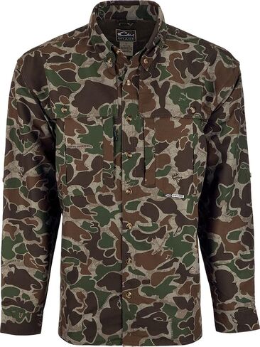 Drake Waterfowl Men's EST Camo Flyweight Wingshooter's Long Sleeve Shirt | Breathable Lightweight Hunting Shirt for Men in Saudi Arabia