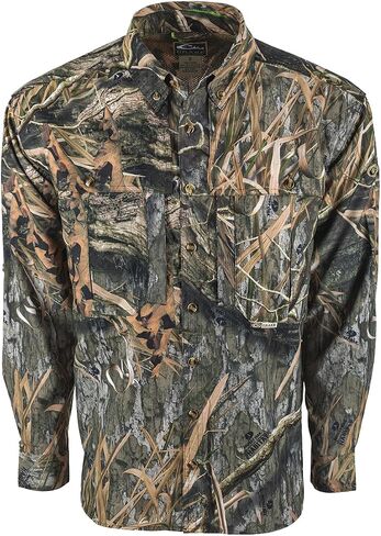 Drake Waterfowl Men's EST Camo Flyweight Wingshooter's Long Sleeve Shirt | Breathable Lightweight Hunting Shirt for Men in Saudi Arabia