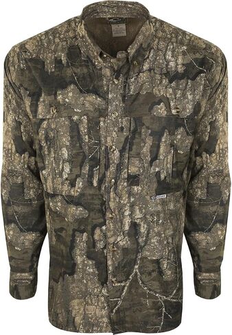 Drake Waterfowl Men's EST Camo Flyweight Wingshooter's Long Sleeve Shirt | Breathable Lightweight Hunting Shirt for Men in Saudi Arabia