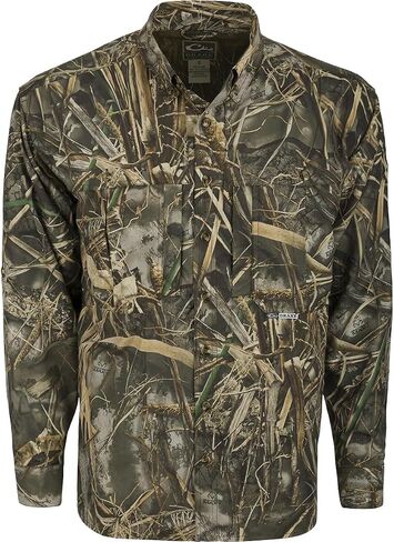 Drake Waterfowl Men's EST Camo Flyweight Wingshooter's Long Sleeve Shirt | Breathable Lightweight Hunting Shirt for Men in Saudi Arabia