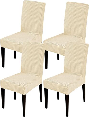 Dining Room Chair Covers,Chair Covers Set of 2, Soft and Stretchy,Cat Scratch Protection, Cream White, Regular Size, Dining Chair Cover Banquet Wedding, Kitchen, Hotel, Celebration in Saudi Arabia