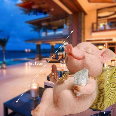 Cute Piggy Figurine Ornaments, Funny Leisure Pig Statue Craft Decorations, Small Statues for Shelves Table Desk Home Office Décor in Saudi Arabia