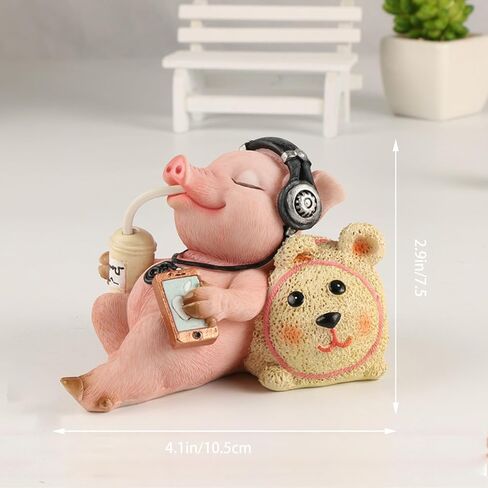 Cute Piggy Figurine Ornaments, Funny Leisure Pig Statue Craft Decorations, Small Statues for Shelves Table Desk Home Office Décor in Saudi Arabia