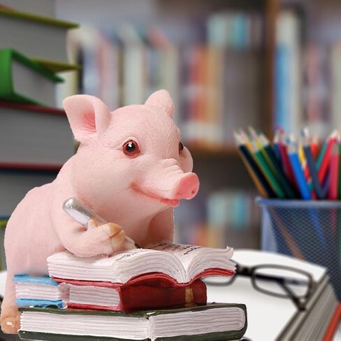 Cute Piggy Figurine Ornaments, Funny Leisure Pig Statue Craft Decorations, Small Statues for Shelves Table Desk Home Office Décor in Saudi Arabia