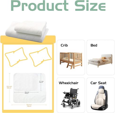 Reidio 1 pcs Waterproof Incontinence Bed Pads Washable Reusable Bed Underpads Soft Terry Fabric Non-Slip Bed Cover Dog Training Pad Mattress Protector for Adults Elderly Baby Pet (18*24inch（45*60cm）) in Saudi Arabia