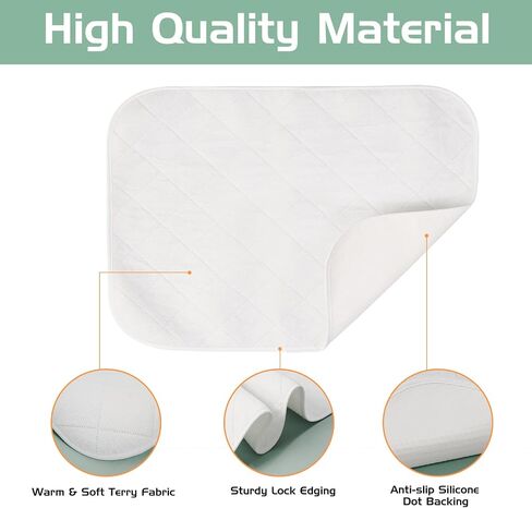Reidio 1 pcs Waterproof Incontinence Bed Pads Washable Reusable Bed Underpads Soft Terry Fabric Non-Slip Bed Cover Dog Training Pad Mattress Protector for Adults Elderly Baby Pet (18*24inch（45*60cm）) in Saudi Arabia