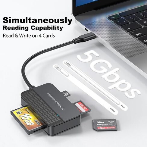قارئ بطاقات USB C، FEMORO CF SD TF MS قارئ بطاقات 4 في 1 قراءة متزامنة، USB نوع C فلاش مدمج قارئ بطاقات ذاكرة متعددة محول OTG للكمبيوتر iPhone 15 Mac Android iPad Camera Laptop PC in Saudi Arabia