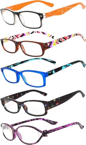 OWL Readers 5 Pack of Elegant Womens Reading Glasses with Beautiful Patterns for Ladies Deluxe Spring Hinge Stylish Look in Kuwait